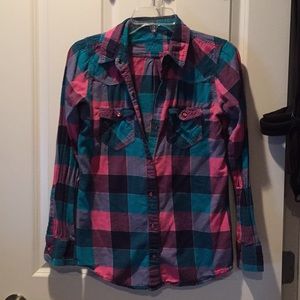 Boyfriend cut plaid shirt